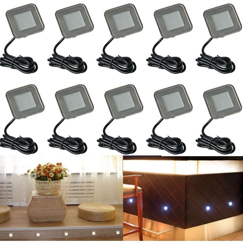 Kit Complet Mini Spots led Encastrables rgb Multicolores Carrés rgb - multicolore - 11 spots led - Contrôleur mural rgb