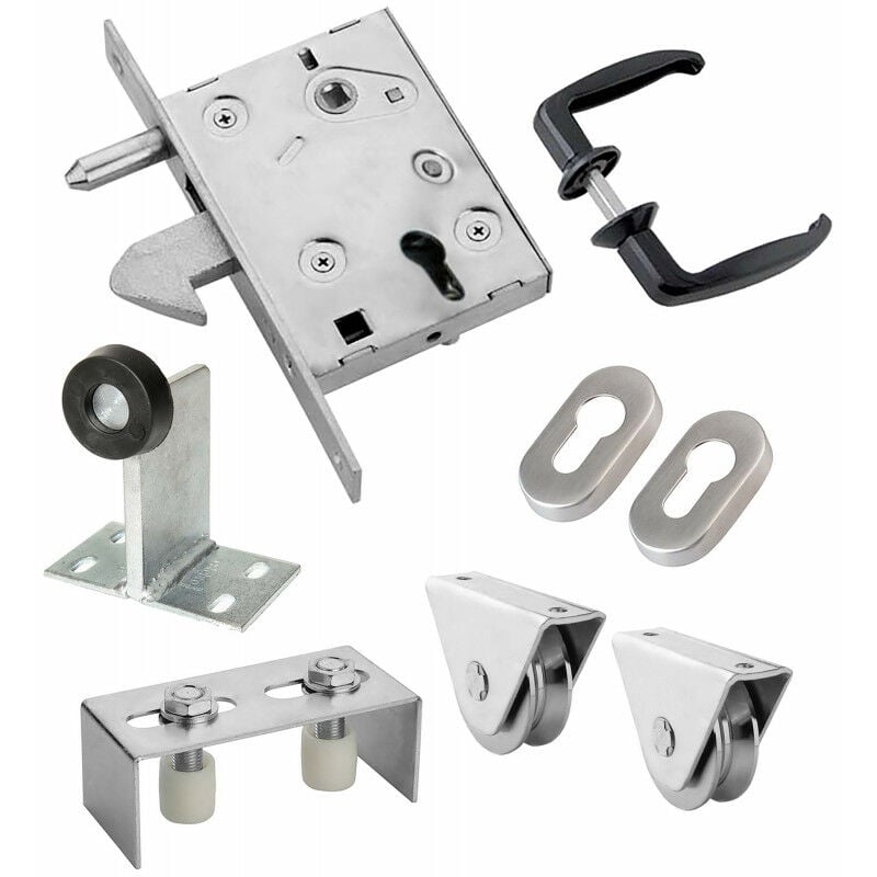 Kit complet portail coulissant roue acier à gorge v en applique Ø80x20mm Estebro