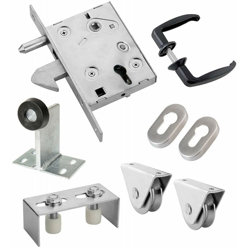 Kit complet portail coulissant roue acier à gorge v en applique Ø100x20mm Estebro