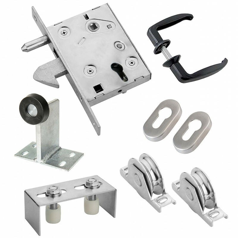 Kit complet portail coulissant roue acier gorge en u à encastrer Ø80x20mm Estebro