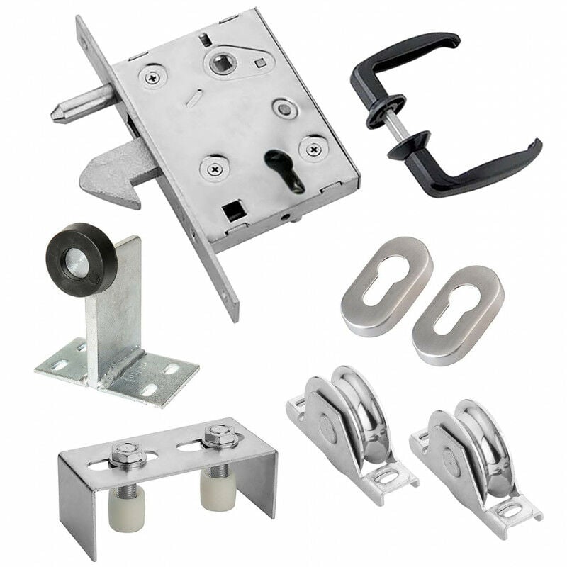 Kit complet portail coulissant roue acier gorge en u à encastrer Ø100x16mm Estebro