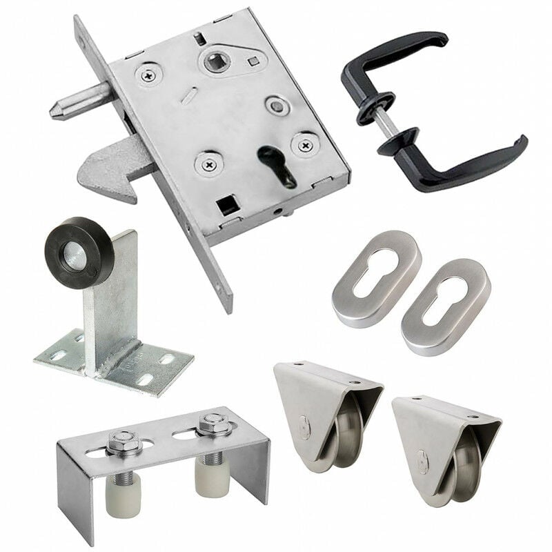 Kit complet portail coulissant roue acier gorge u en applique Ø100x20mm Estebro