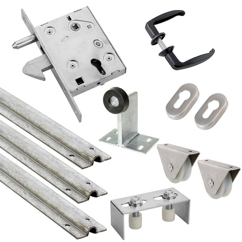 Kit complet portail coulissant roue nylon gorge u en applique Ø80x20mm + rail 9m Estebro