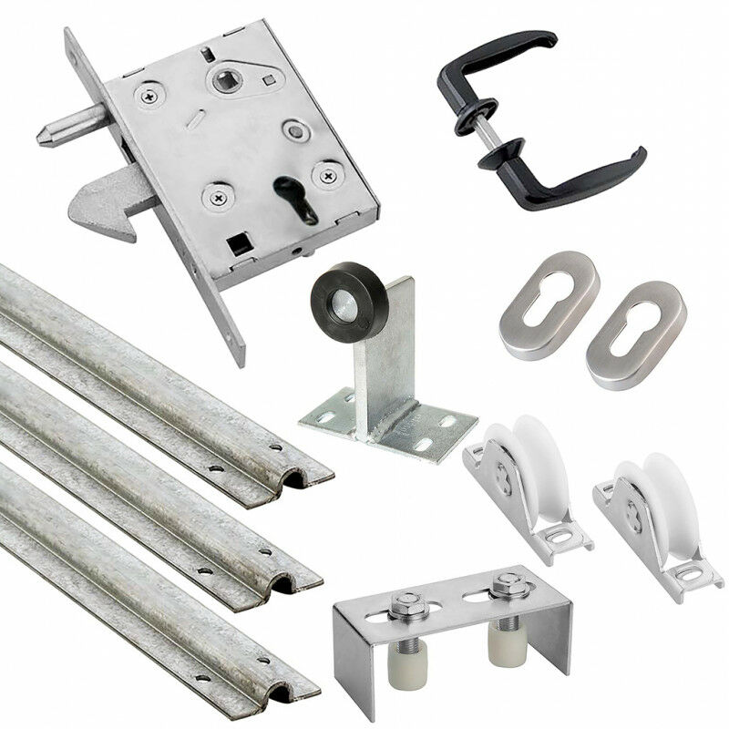 Kit complet portail coulissant roue nylon gorge u à encastrer Ø80x20mm + rail 9m Estebro