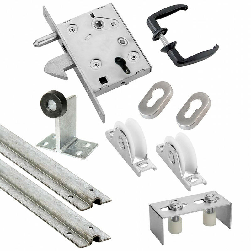 Kit complet portail coulissant roue nylon gorge u à encastrer Ø80x20mm + rail 6m Estebro