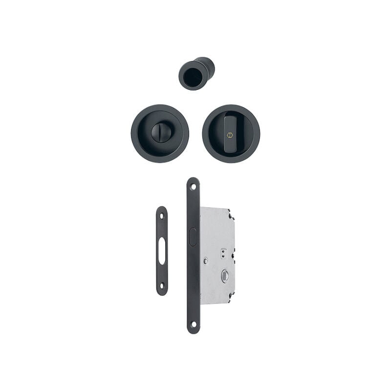 Serrure pour portes coulissantes - Axe : 50 mm - Décor : Noir mat - Modèle : Condamnation - Pour porte d'épaisseur : 38 à 48 mm - Version : b Hoppe