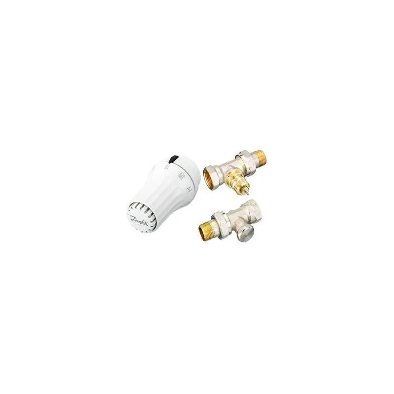 Kit thermostatique comprenant tête, robinet et té de réglage.