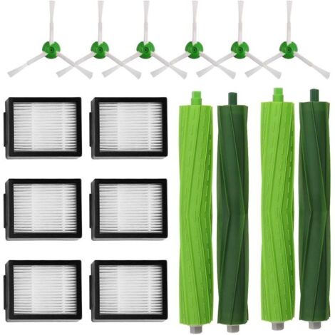 Kit complet pour Roomba E5/i7. Grand kit de remplacement pour E5, E6, i7 et i7+ comprenant 6 brosses latérales, 6 filtres et 2 rouleaux centraux