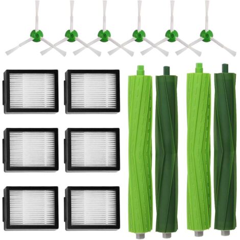 Kit complet pour Roomba E5/i7. Grand kit de remplacement pour E5, E6, i7 et i7+ comprenant 6 brosses latérales, 6 filtres et 2 rouleaux centraux