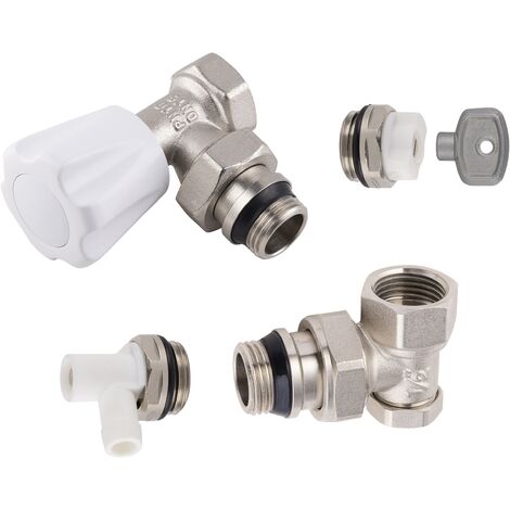 Kit complet robinet de radiateur manuel équerre 15x21. NOYON & THIEBAULT
