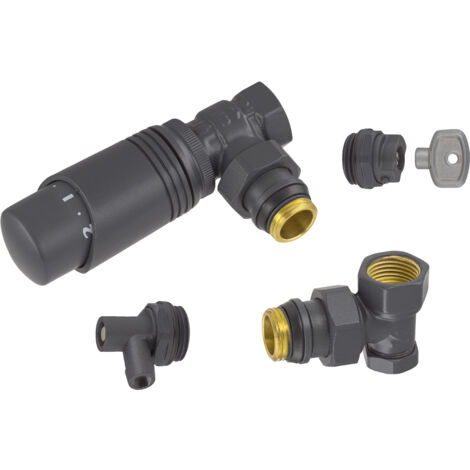 Kit complet robinet de radiateur thermostatique 1/2 (15x21) équerre NOYON & THIEBAULT Anthracite