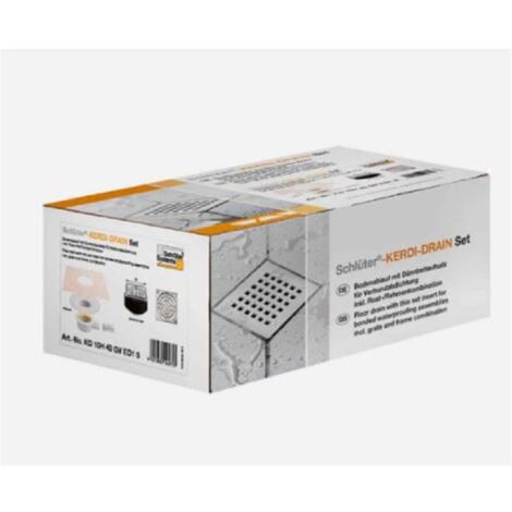 Kit complet siphon + grille/cadre KERDI DRAIN - Kit d'évacuation horizontal complet siphon + grille/cadre design 1 avec vis - Bois