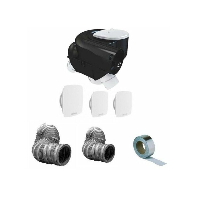 Kit complet vmc simple flux 3 bouches autocosy plus gaines et bande alu Atlantic