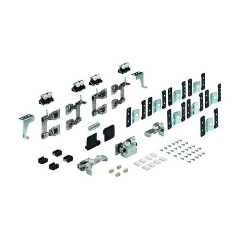 Kit complet wing 77, 20 kg - Charge maxi par vantail : 20 kg - Garniture : Pour 4 vantaux - Hauteur de porte maxi : 2400 mm - Largeur de porte : 400 mm - HETTICH