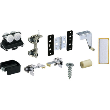 Kit complet wing 77, 25 kg - Charge maxi par vantail : 25 kg - Garniture : Pour 2 vantaux - Hauteur de porte maxi : 2400 mm - Largeur de porte : 500 mm - Nombre de portes : 1  - HETTICH