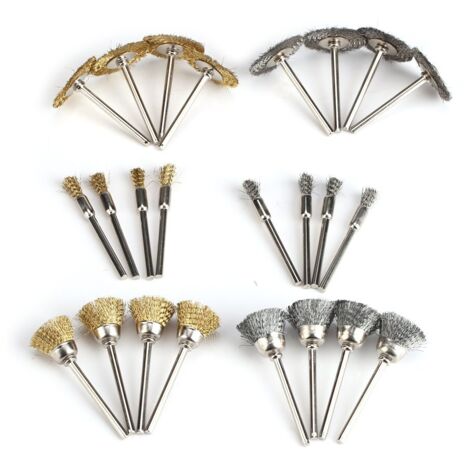 Kit completo da 24 spazzole in filo di acciaio e ottone per lucidatura di utensili di precisione - Set di spazzole per la pulizia di mole a tazza, accessorio per lucidatura per smerigliatrice angolare