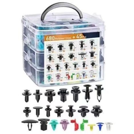 Kit completo di clip di fissaggio in plastica per auto - Set di 680 rivetti universali, graffette e elementi di fissaggio per carrozzeria e finiture auto
