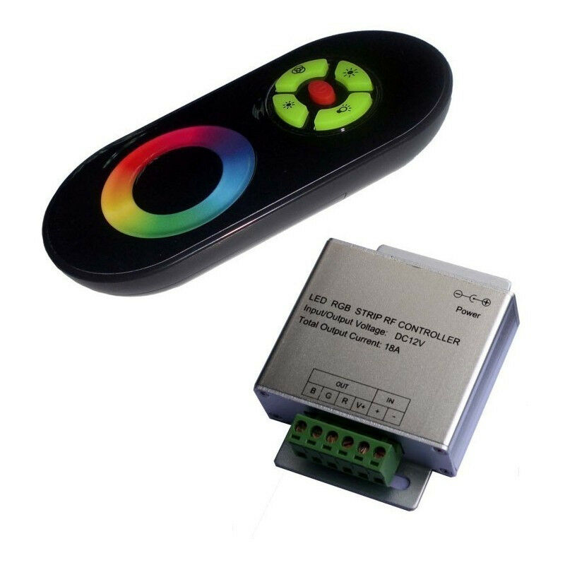 Image of Kit completo di telecomando e controller in radiofrequenza nero per illuminazione a LED RGB