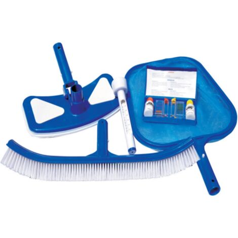 Kit completo per la pulizia di piscine fuori terra ed interrate con retino e spazzola