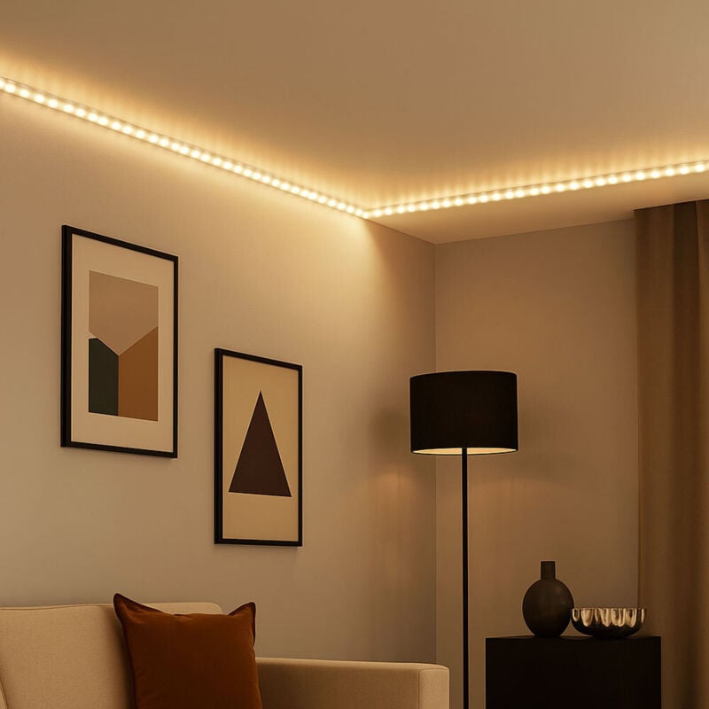 Power Warm White 78957 Strip led SimpLED Alimentazione con dimmer su Cavo da 5m 1100lm/m incl. 1 Fascia Luminosa dimmerabile da 50 Watt IP44 Bianco