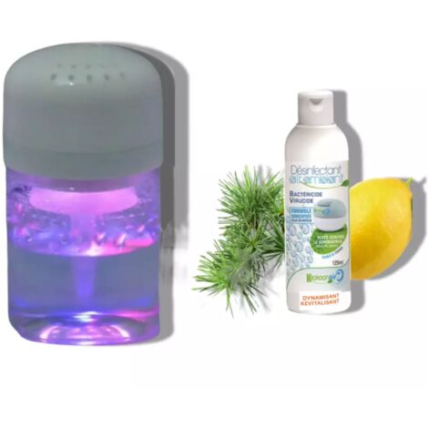 KIT COMPOSE D'UN PURIFICATEUR D'AIR PORTABLE ALIZE POUR VOITURE ET UN DESINFECTANT DYNAMISANT CONCENTRE 125ML