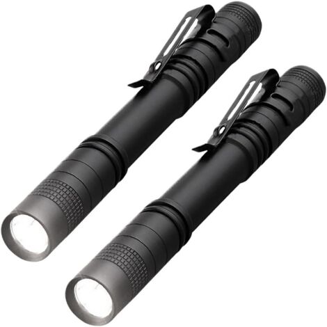 Kit comprenant 2 lampes torches tactiques LED au format stylo, mini-lampes torches AAA en aluminium, idéales pour les inspections, les travaux et autres - AquaForge