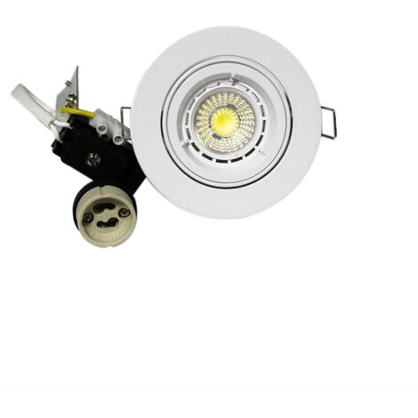 Kit comprenant une GU10 5W un support et une culot  Couleur LED: Blanc Froid (5500-6500K) - Couleur support: Blanc