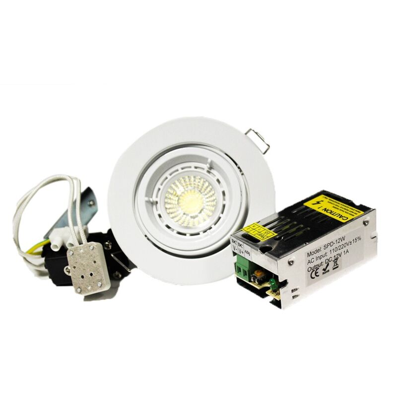 Sysled – Kit spot encastrable MR16 12V 5W – Blanc froid 5500-6500K – Angle de faisceau 60° – Compatible installations 12V – Alliage aluminium + PC