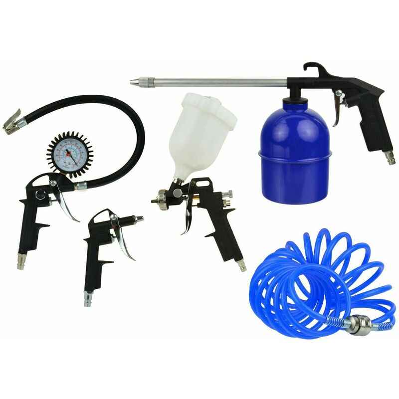 

Toolsjfg - kit compresor con pistola aire con manometro de coche,manguera,pintar,petrolear 5 piezas