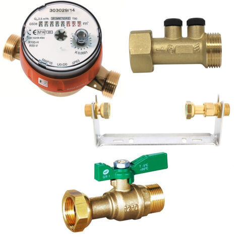 Kit compteur eau chaude avec robinet compteur NF, clapet anti-pollution - Arcanaute