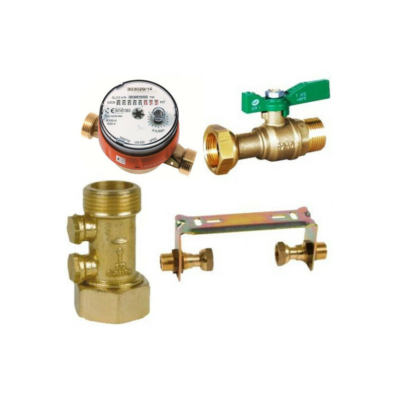 Kit compteur eau chaude avec robinet compteur nf, clapet anti-pollution Arcanaute