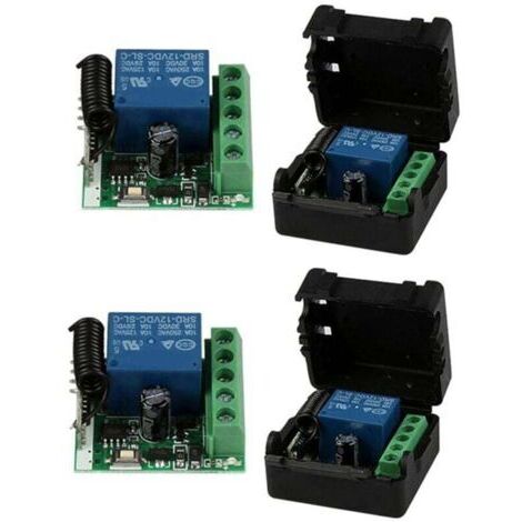 Kit con 2 interruptores de radio universales sin cables, 12 V, 1 canal, 433 MHz, receptor y emisor, pulsador para DIY.
