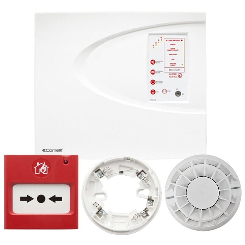 Comelit - Kit avec centrale d'alarme incendie conventionnelle 4 zones 43KIT104