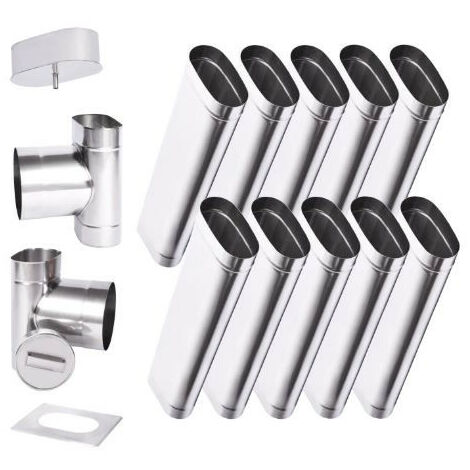 Kit conduit cheminée simple paroi ovale de 10 m Ø 120x185 mm