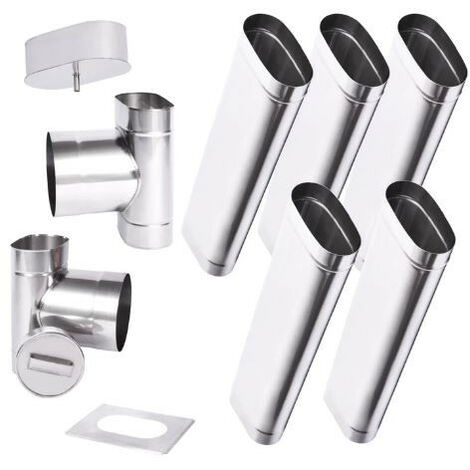 Kit conduit cheminée simple paroi ovale de 5 m Ø 120x185 mm