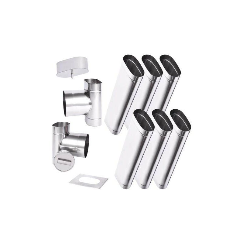 Azura Home Design - Kit conduit cheminée simple paroi ovale de 6 m ø 120x185 mm