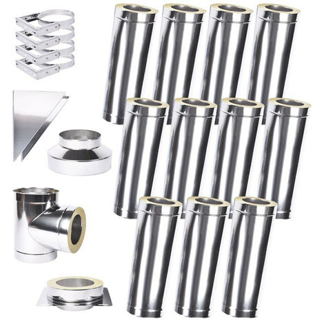 Kit conduit isolé 11m double paroi Ø 100/120/130/150/160/180/200 mm - Dimensions: 100 mm
