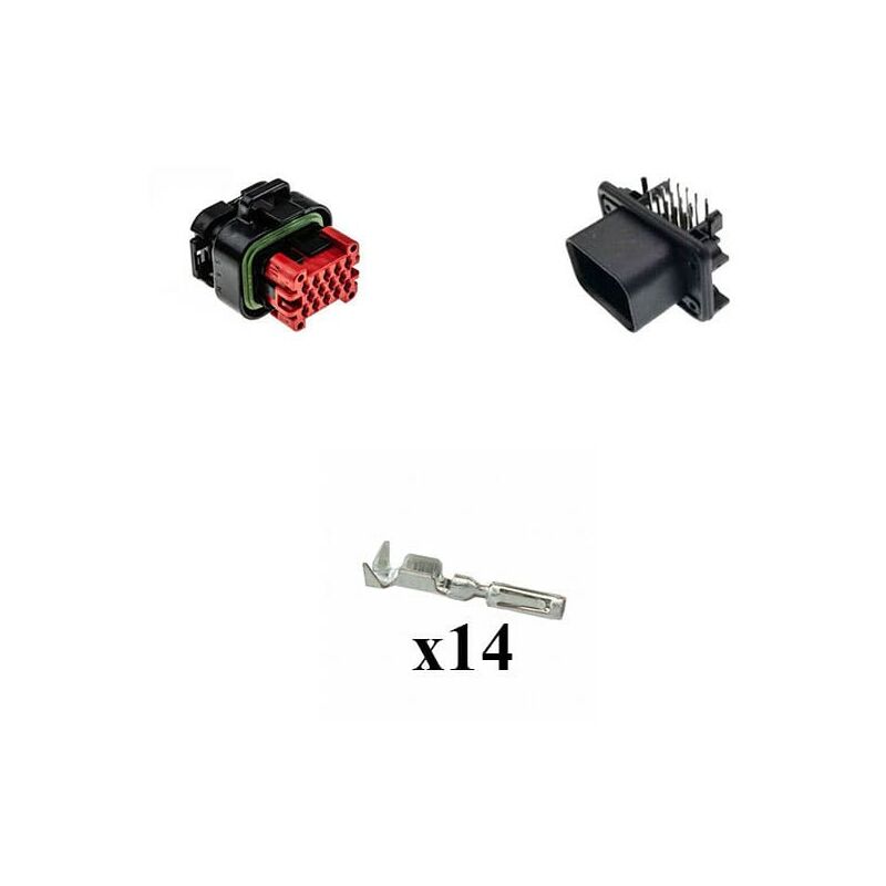 

Kit Conector Ampseal Macho 14 Vías negro PCB 90°