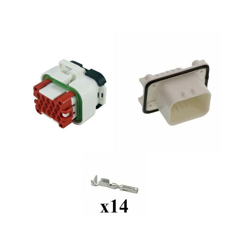 

Kit Conector Ampseal Macho Hembra 14 Vías blanco PCB 90°