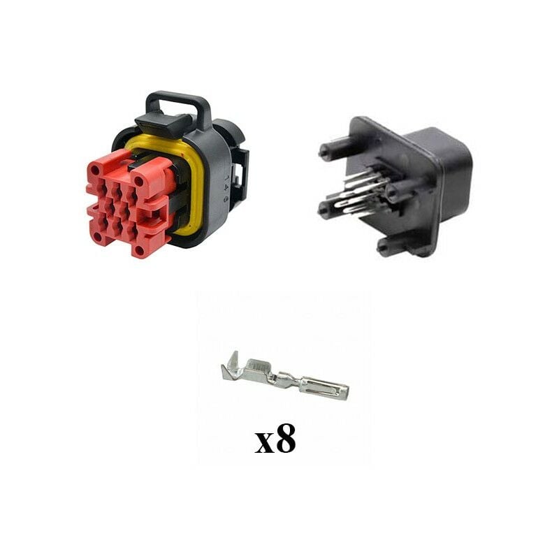 

Kit Conector Ampseal Macho Hembra 8 Vías negro PCB