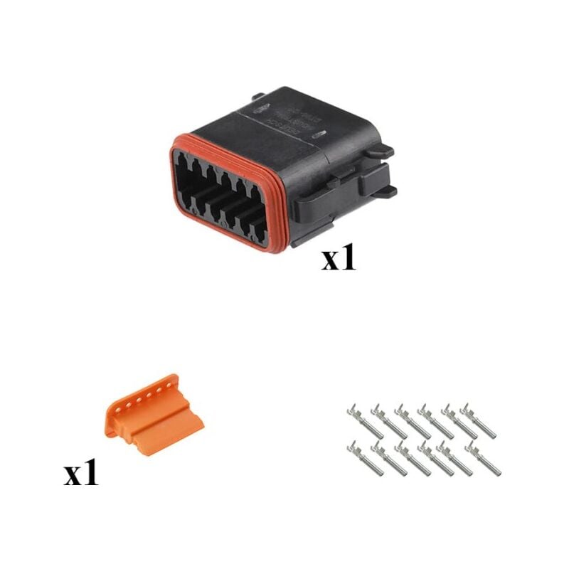 

Kit Conector DT series Macho 12 Vías Negro