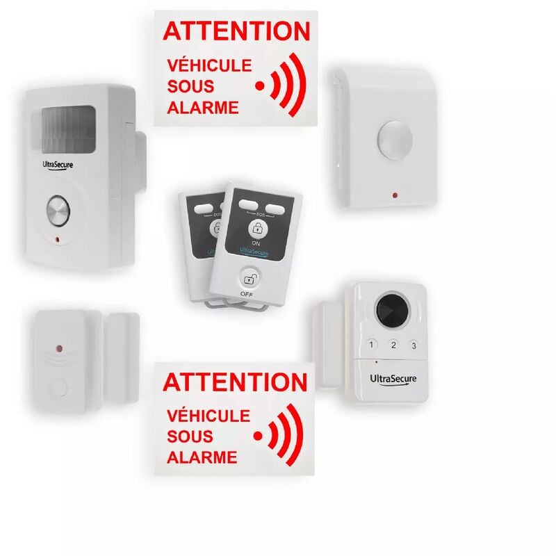 Ultra Secure - Kit confort camping-car / bateau sans-fil autonome évolutif 3 détections (mouvement choc portes) 3 sirènes (gamme bt)