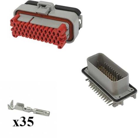 Kit Connecteur Ampseal  Mâle Femelle 35 Voies PCB 90° gris avec des épingles en or
