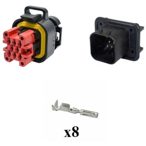 Kit Connecteur Ampseal  Mâle Femelle 8 Voies noir PCB 90°