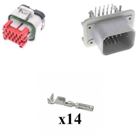 Kit Connecteur Ampseal  Mâle Femelle14 Voies gris PCB 90°