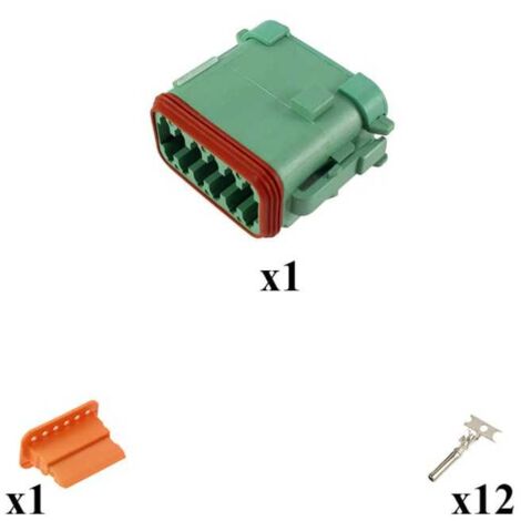 Kit Connecteur DT series Male 12 Voies CE05 Vert