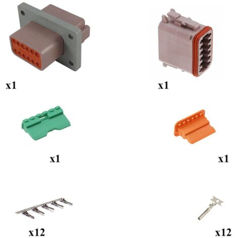 Kit Connecteur DT series male femelle pour panneau 12 Voies marron