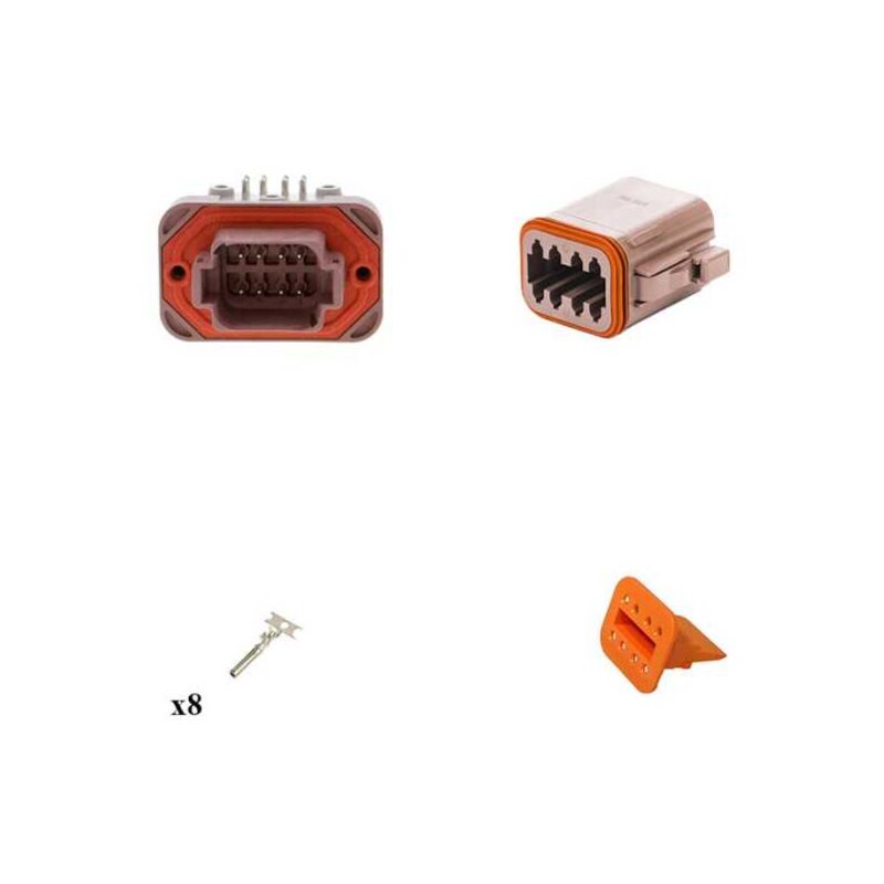 Kit Connecteur DT13 series femelle 8 Voies pcb Marron