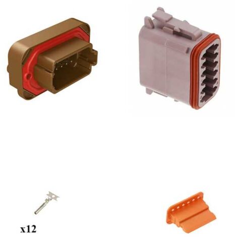 Kit Connecteur DT15 series femelle 12 Voies PCB Marron G003