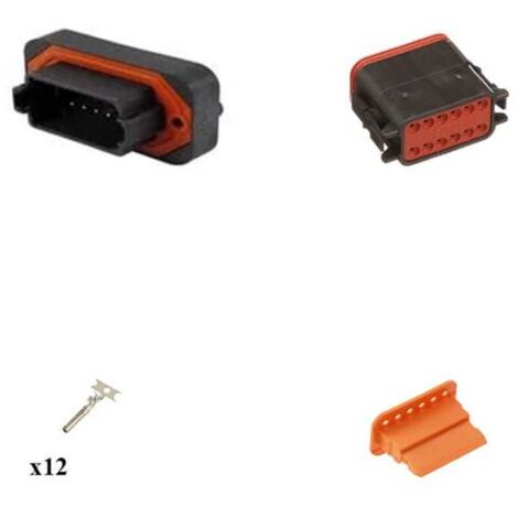 Kit Connecteur DT15 series femelle 12 Voies PCB Noir G003